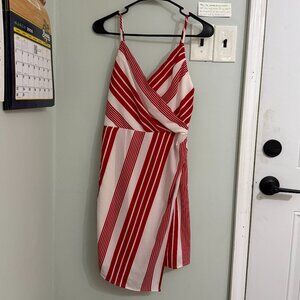 Striped Cocktail Dress - Red & White